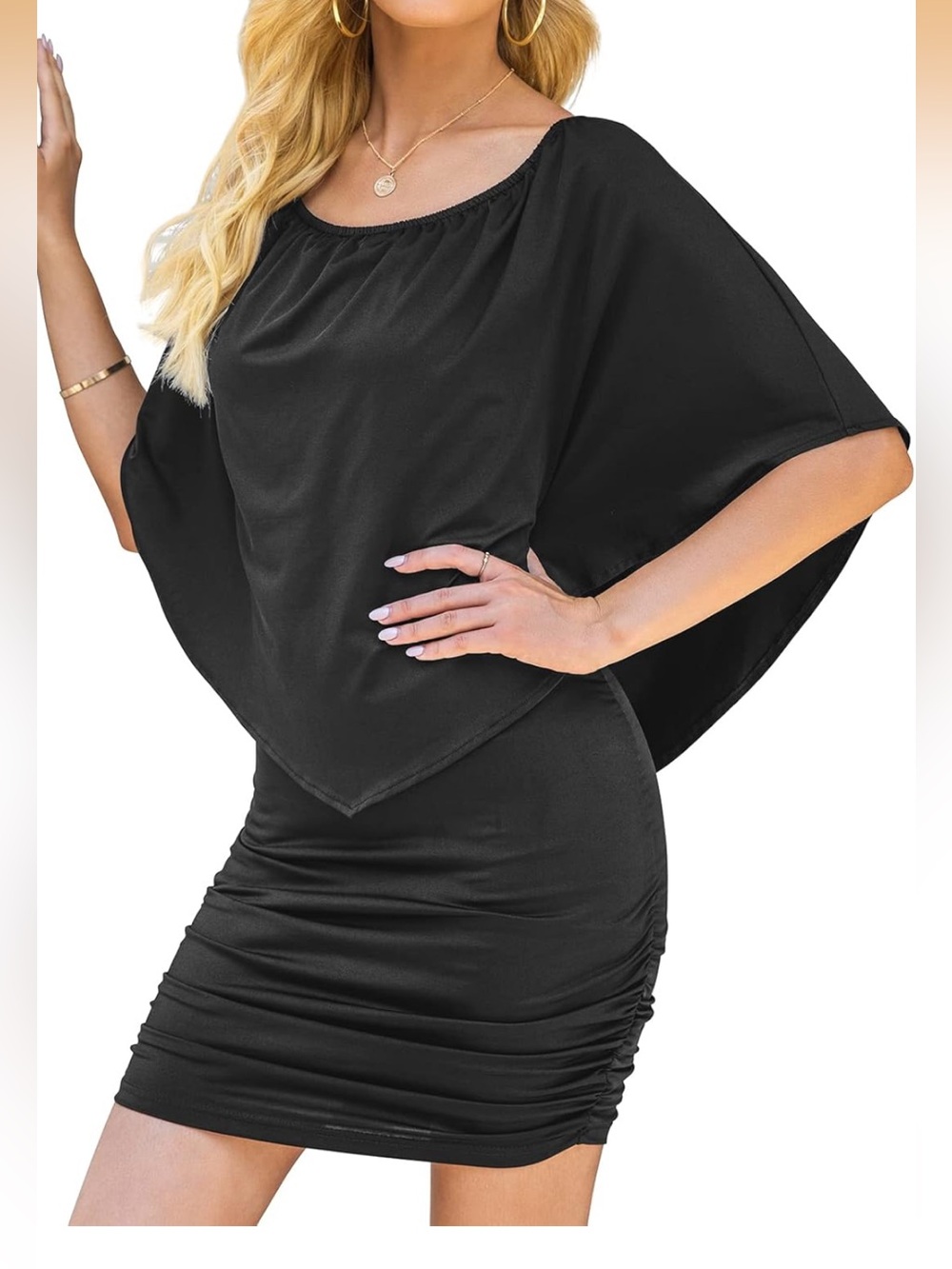 Black Ponte Knit Overlay Dress - Women - Picture 4 of 12